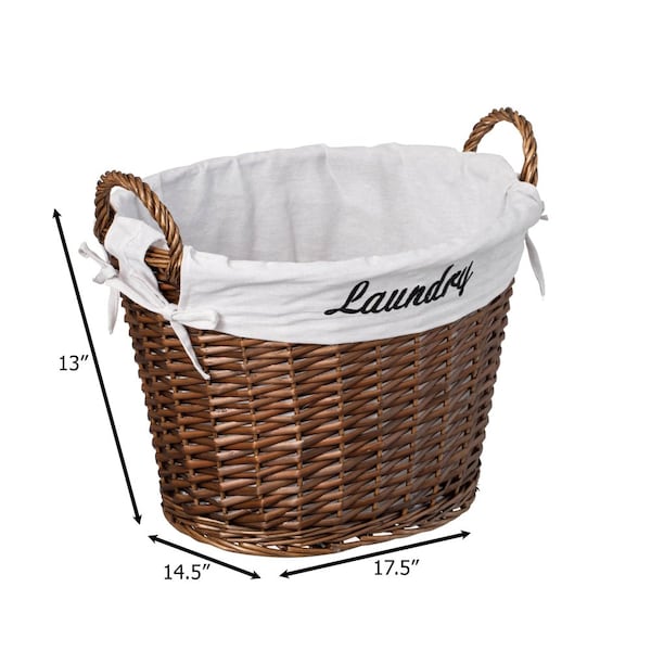Wickerwise Handwoven Laundry Basket with Liner & Handles - Boho Decorative Storage Hamper for Clothes - QI003106.BN.NEW