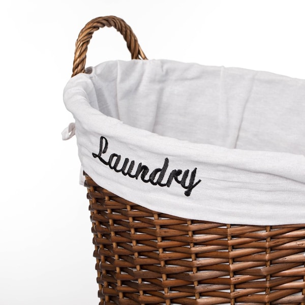 Wickerwise Handwoven Laundry Basket with Liner & Handles - Boho Decorative Storage Hamper for Clothes - QI003106.BN.NEW