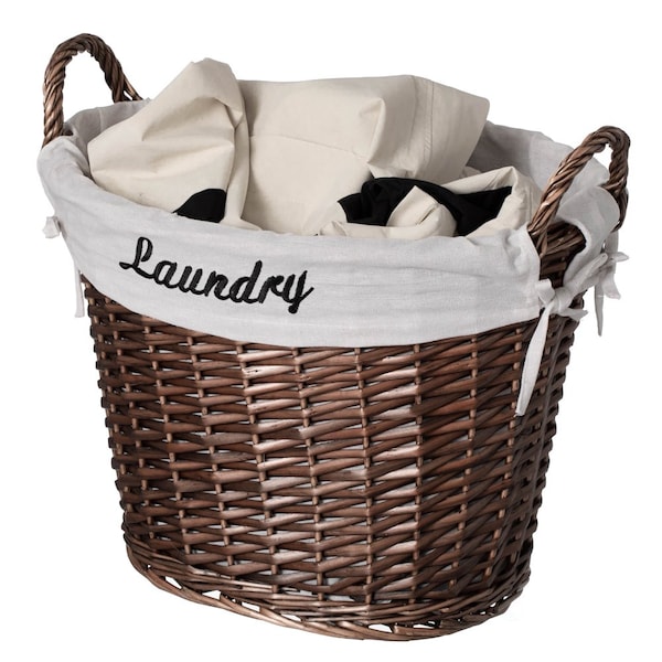 Wickerwise Handwoven Laundry Basket with Liner & Handles - Boho Decorative Storage Hamper for Clothes - QI003106.BN.NEW