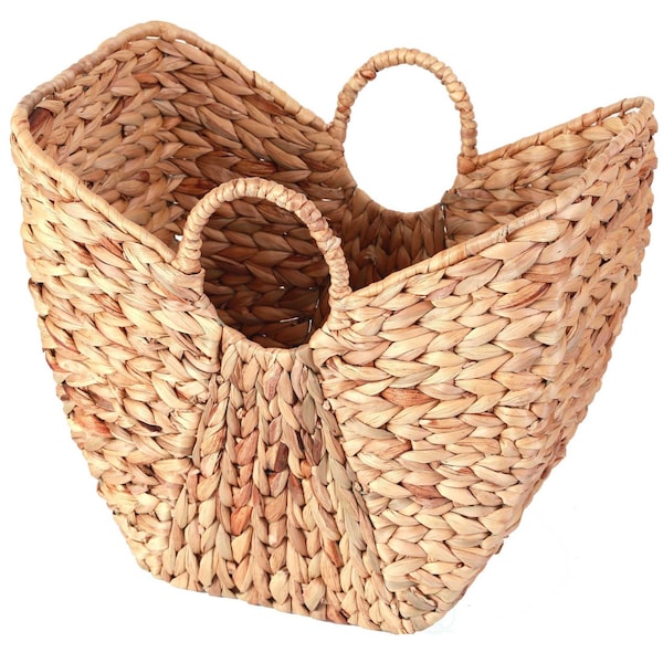 Vintiquewise Large Wicker Laundry Basket with Round Handles - QI003361.L