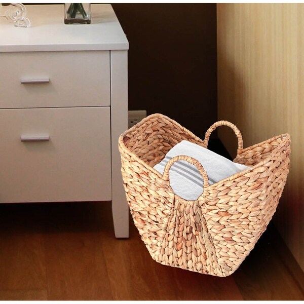 Vintiquewise Large Wicker Laundry Basket with Round Handles - QI003361.L