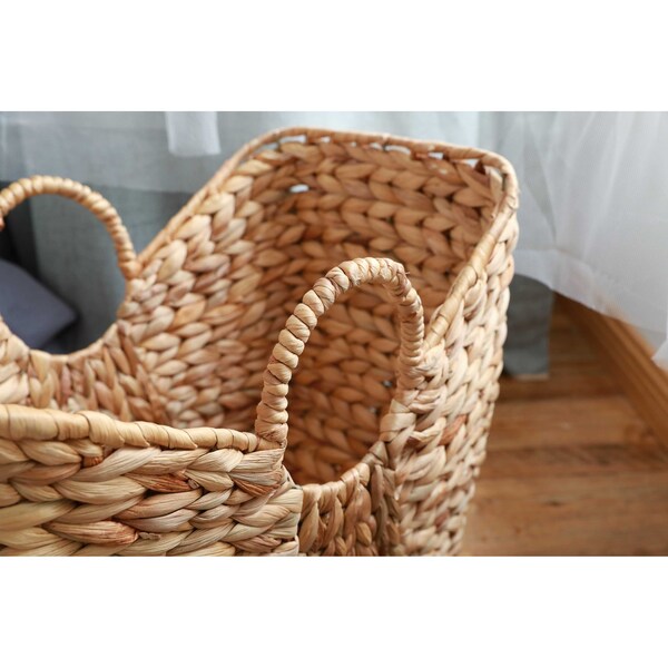 Vintiquewise Large Wicker Laundry Basket with Round Handles - QI003361.L