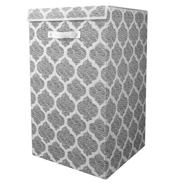 Home Basics Home Basics Arabesque Non-Woven Laundry Hamper, White - ZOR96176