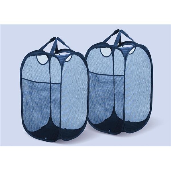 Homepage Mesh Pop Up Laundry Basket with Side Pocket; Dark Blue - HO1258976