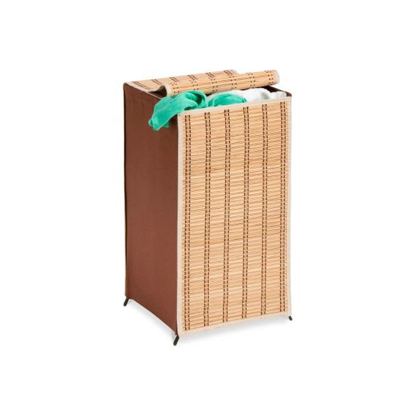 Honey Can Do International. Tall Bamboo Wicker Weave Laundry Hamper w/Cover, Natural Bamboo - HMP-01619