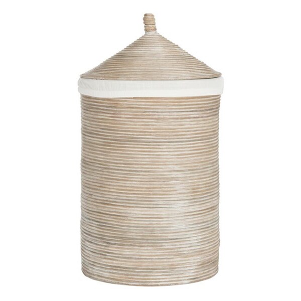 Safavieh 33.0717323 x 19.5 x 19.5 in. Wellington Rattan Storage Hamper with Liner, Grey - HAC6501A