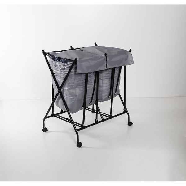 Honey-Can-Do Rolling Bounce Back Hamper, Polycotton, Gray, 30 in W, 33-1/2 in H, 20-1/2 in D - HMP-09750