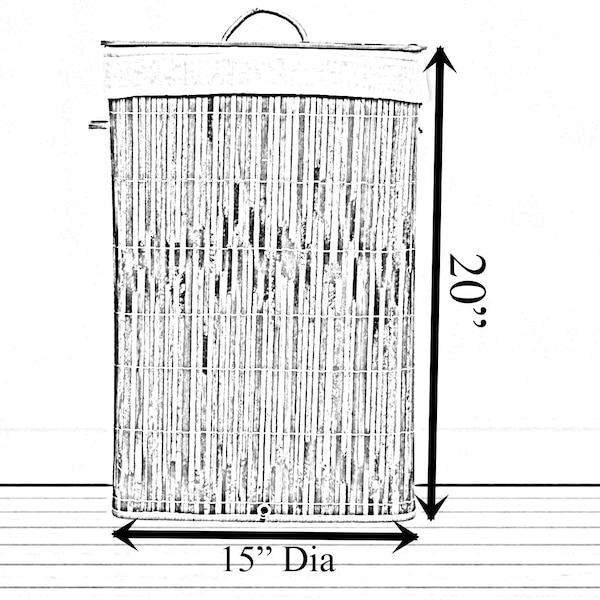 Vintiquewise Round Foldable Bamboo Laundry Hamper with Lid and Handles for Easy Carrying - QI004430-B_RO