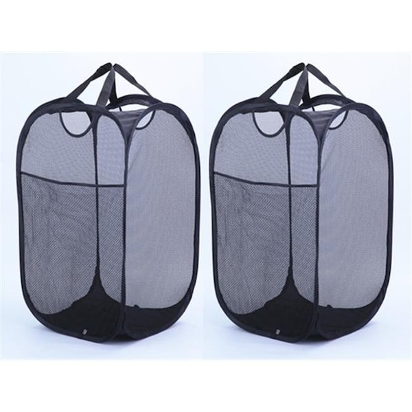 Homepage Mesh Pop Up Laundry Basket with Side Pocket; Black - HO1258975