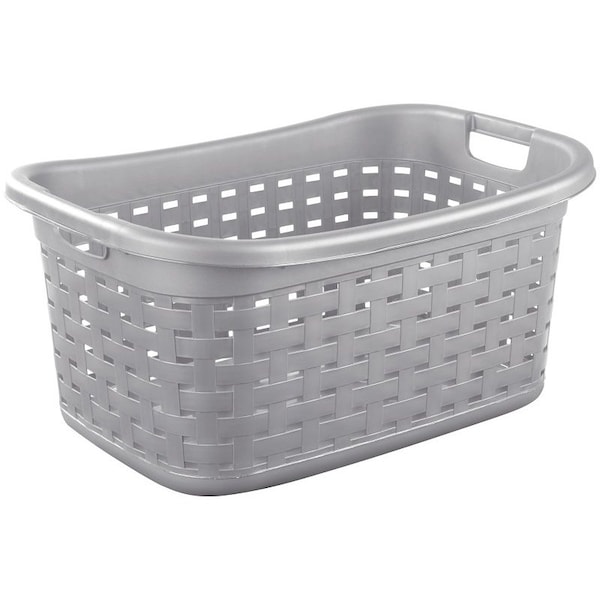 Sterilite Weave Laundry Basket, Plastic, Cement, 26 in L x 18-3/8 in W x 12-1/2 in H Outside - 12756A06