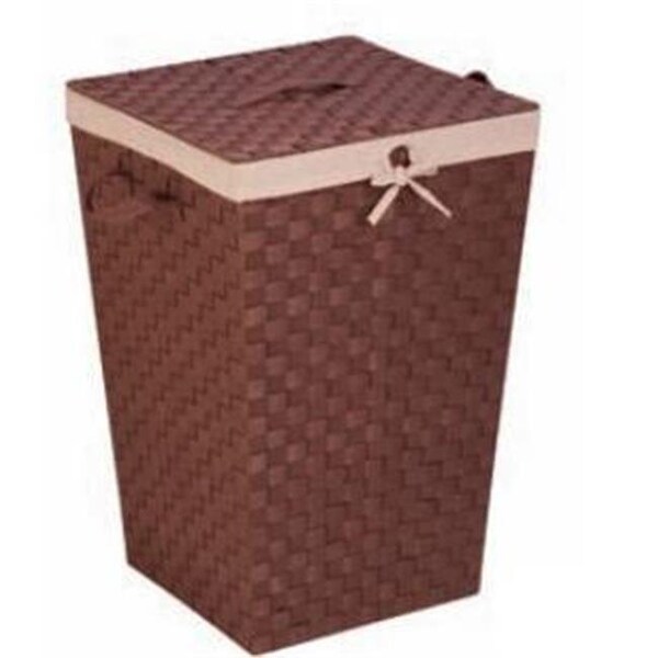 Honey-Can-Do Honey-Can-Do International HMP-02980 Woven strap hamper with liner and lid – java-brown - HMP-02980