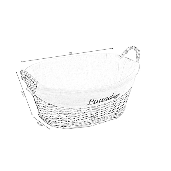 Vintiquewise Willow Laundry Hamper Basket with Liner and Side Handles - QI003689