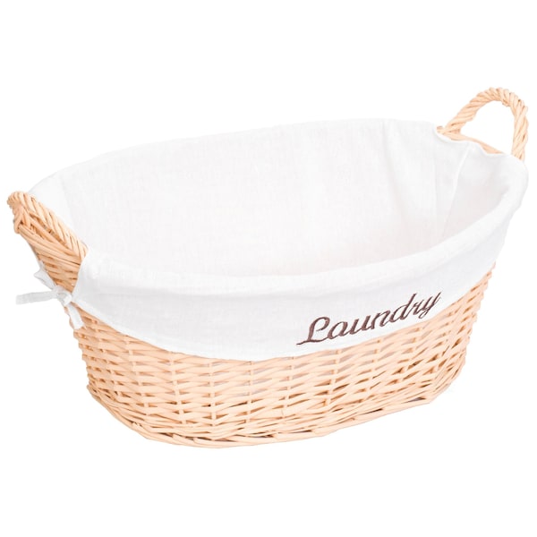 Vintiquewise Willow Laundry Hamper Basket with Liner and Side Handles - QI003689