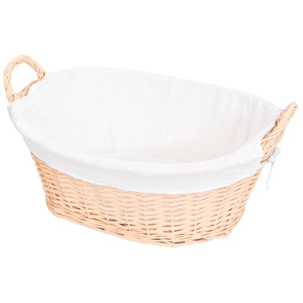 Vintiquewise Willow Laundry Hamper Basket with Liner and Side Handles - QI003689