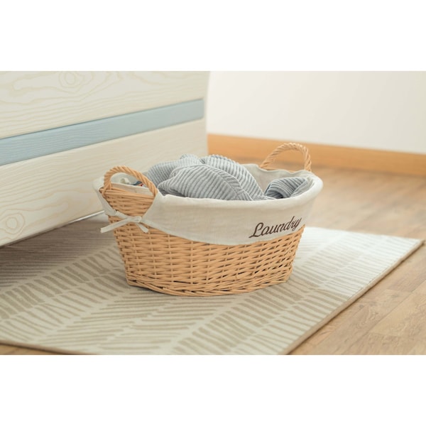 Vintiquewise Willow Laundry Hamper Basket with Liner and Side Handles - QI003689