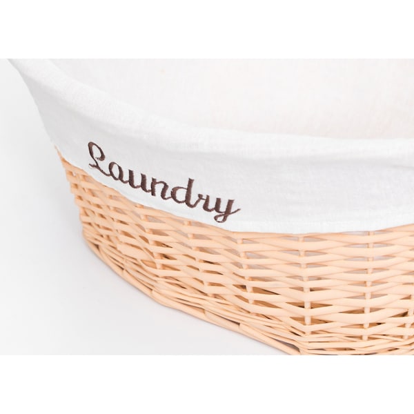 Vintiquewise Willow Laundry Hamper Basket with Liner and Side Handles - QI003689