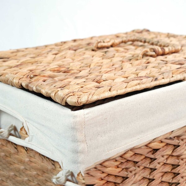 Vintiquewise Handmade Rectangular Water Hyacinth Wicker Laundry Hamper with Lid Natural, Large - QI004242.L