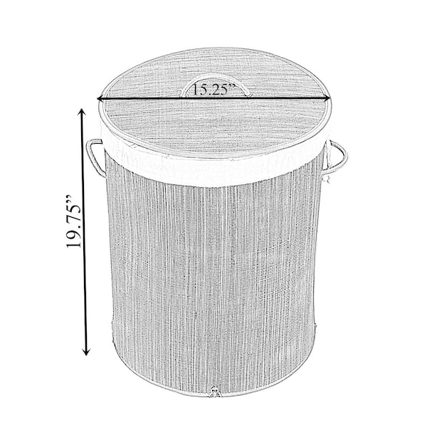 Vintiquewise Round Foldable Mendong Laundry Hamper with Lid and Handles for Easy Carrying - QI004430-G_RO