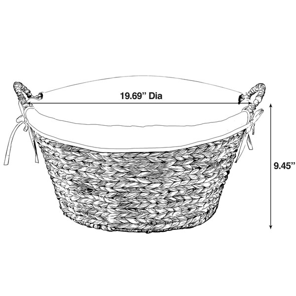 Vintiquewise Water Hyacinth Natural Oval Wicker Laundry Basket with Handles and White Cotton Liner - QI004231