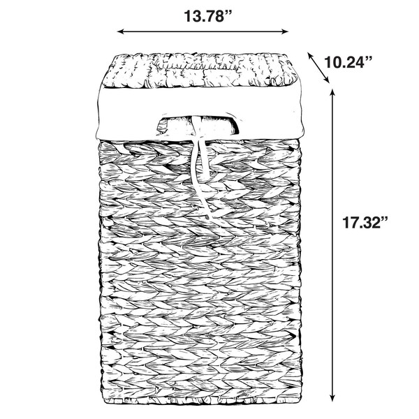 Vintiquewise Handmade Rectangular Water Hyacinth Wicker Laundry Hamper with Lid Natural, Medium - QI004242.M