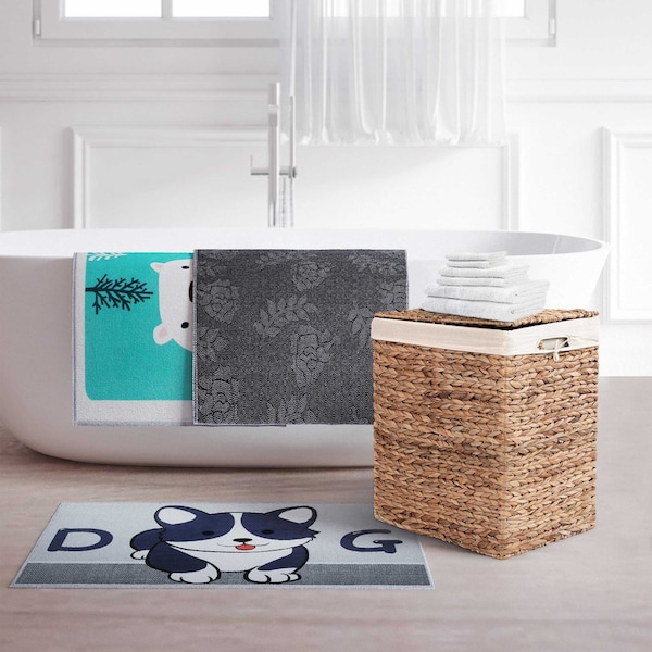 Vintiquewise Handmade Rectangular Water Hyacinth Wicker Laundry Hamper with Lid Natural, Medium - QI004242.M