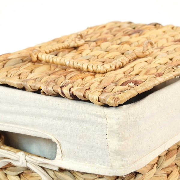 Vintiquewise Handmade Rectangular Water Hyacinth Wicker Laundry Hamper with Lid Natural, Medium - QI004242.M