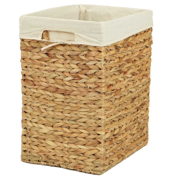 Vintiquewise Handmade Rectangular Water Hyacinth Wicker Laundry Hamper with Lid Natural, Medium - QI004242.M