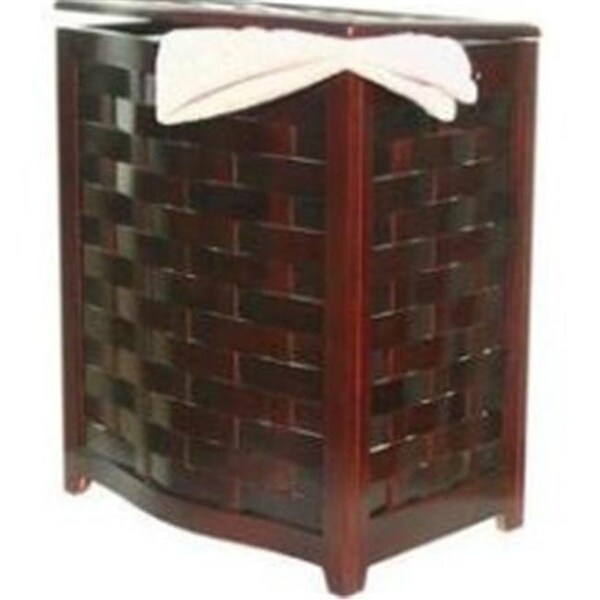 Oceanstar Oceanstar Mahogany Finished Bowed Front Veneer Laundry Wood Hamper with Interior Bag BHV0100MH - BHV0100MH