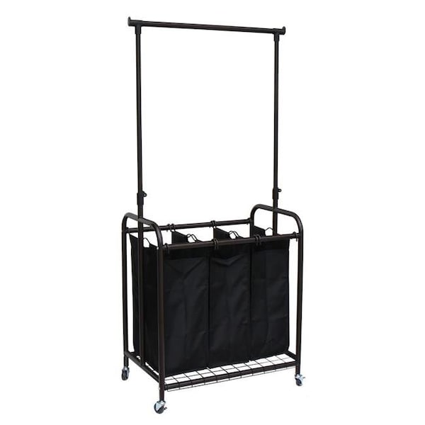 Oceanstar Oceanstar TLS1385 3-Bag Rolling Laundry Sorter with Adjustable Hanging Bar; Bronze - TLS1385