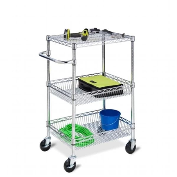 Honey-Can-Do Honey Can Do CRT-01451 3-Tier Heavy Duty Rolling Utility Cart in Chrome - 5795380