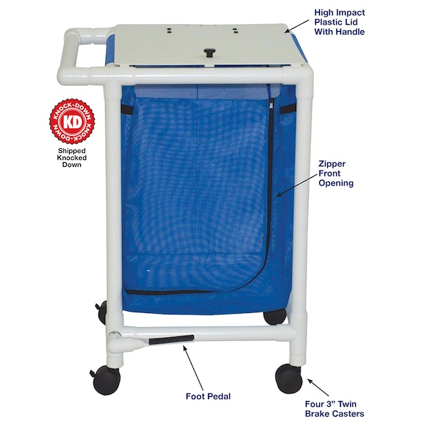 Mjm Internaitonal Single Bag Hamper W/ Optional Foot Pedal, Standard Mesh - Navy - 218-S-FP-SM-NV