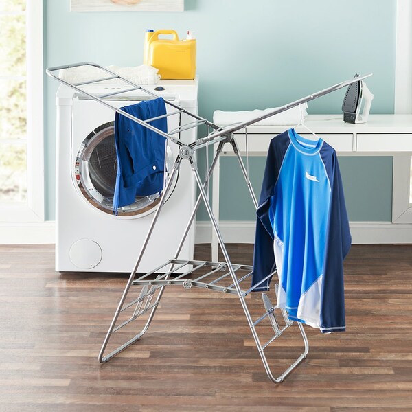 Home Basics Home Basics Folding and Collapsible Indoor and Outdoors Clothes Drying Rack, Silver - ZOR96097