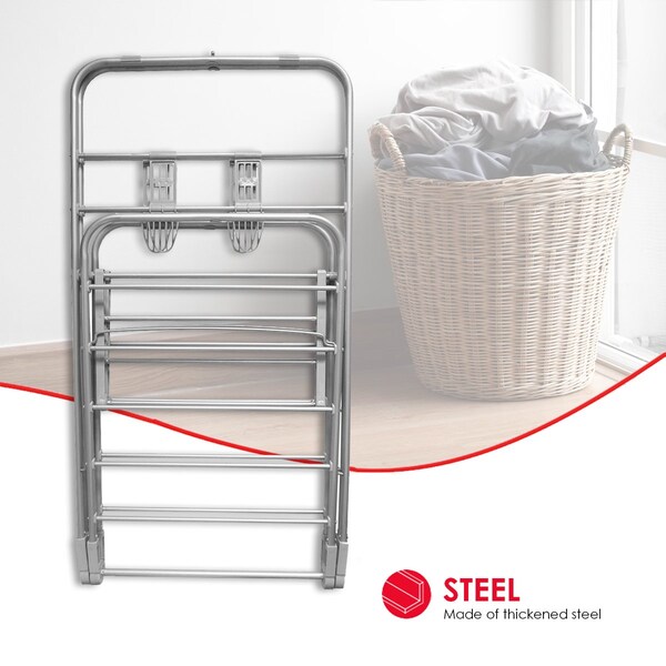 Home Basics Home Basics Folding and Collapsible Indoor and Outdoors Clothes Drying Rack, Silver - ZOR96097