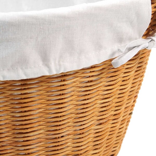 Vintiquewise Rattan Laundry Basket with Handles and White Cotton Removable Lining, Natural - QI004216