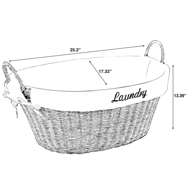 Vintiquewise Rattan Laundry Basket with Handles and White Cotton Removable Lining, Natural - QI004216