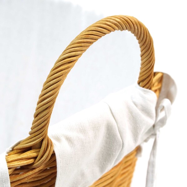 Vintiquewise Rattan Laundry Basket with Handles and White Cotton Removable Lining, Natural - QI004216