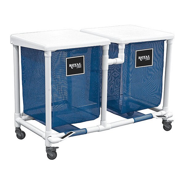 Royal Basket Trucks PVC Hamper, 24 gal., Dbl, Blue, FP - R24-BBX-H2F-3ULN