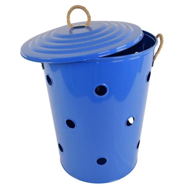 Pertrechos Enameled Galvanized Steel Laundry Basket, Blue - PE2417478