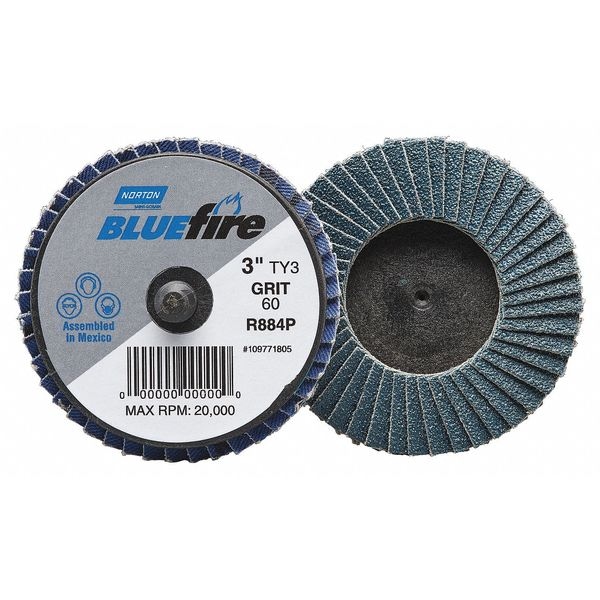 Norton Abrasivos Disco de Solapa, Crs, Grano 36, Tipo 3 - 77696090165