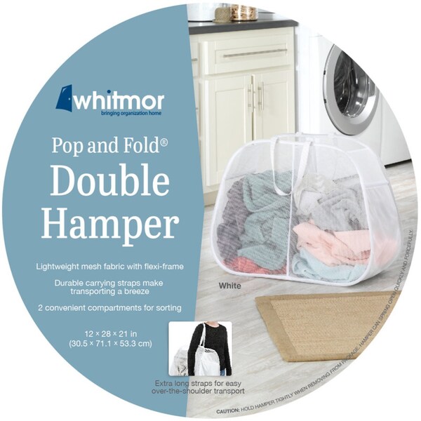 Whitmor Whitmor Pop N' Fold White Duramesh Nylon Hamper - 6233-4103-WHT