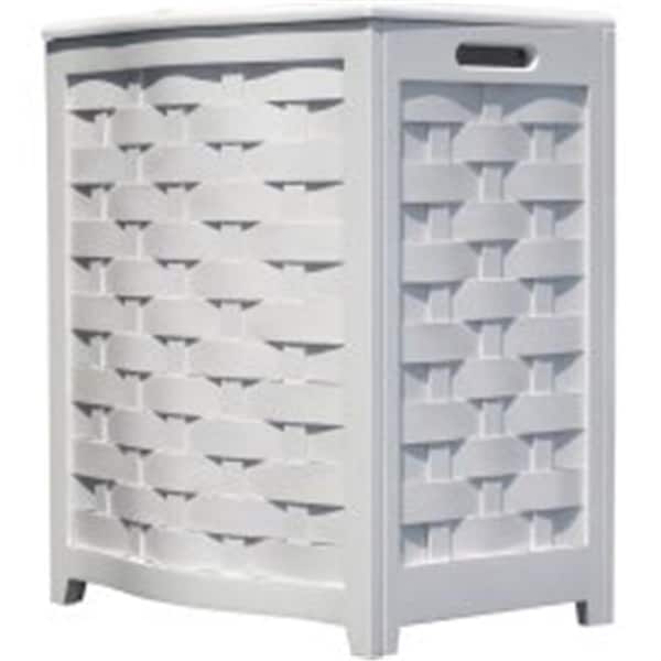 Gourmetgalley White Finished Bowed Front Veneer Laundry Wood Hamper with Interior Bag - GO1844471