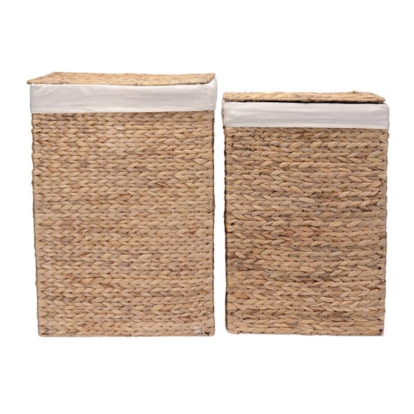 Arena Handmade Wicker Laundry Hampers with Lid - Set of 2 - Seagrass - AR3253124