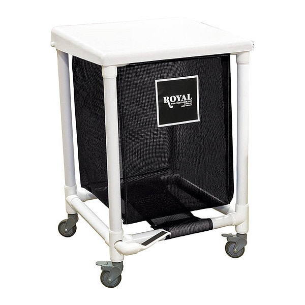 Royal Basket Trucks PVC Hamper, 24 gal., Sgl, Black, FP - R24-KKX-H1F-3ULN