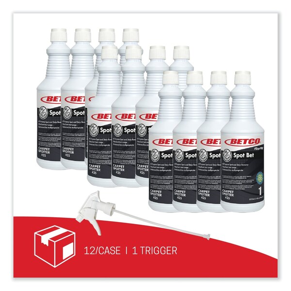 Betco FiberPro Spot Bet Stain Remover, Country Fresh Scent, 32 oz Bottle, 12PK - 4251200