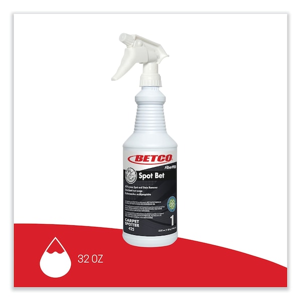 Betco FiberPro Spot Bet Stain Remover, Country Fresh Scent, 32 oz Bottle, 12PK - 4251200