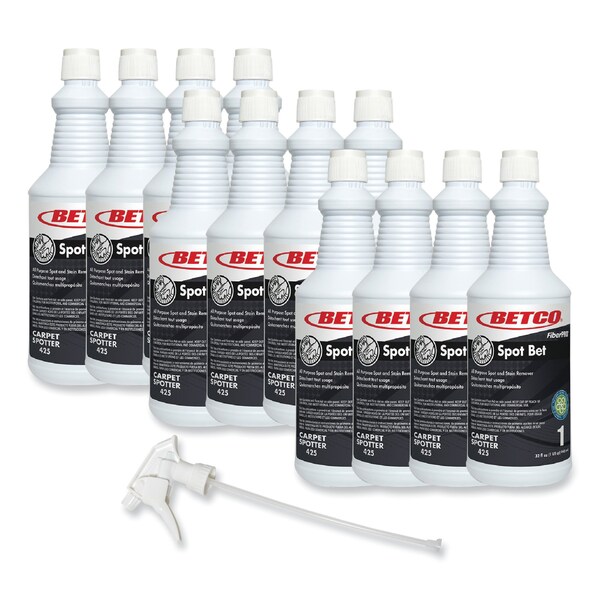 Betco FiberPro Spot Bet Stain Remover, Country Fresh Scent, 32 oz Bottle, 12PK - 4251200