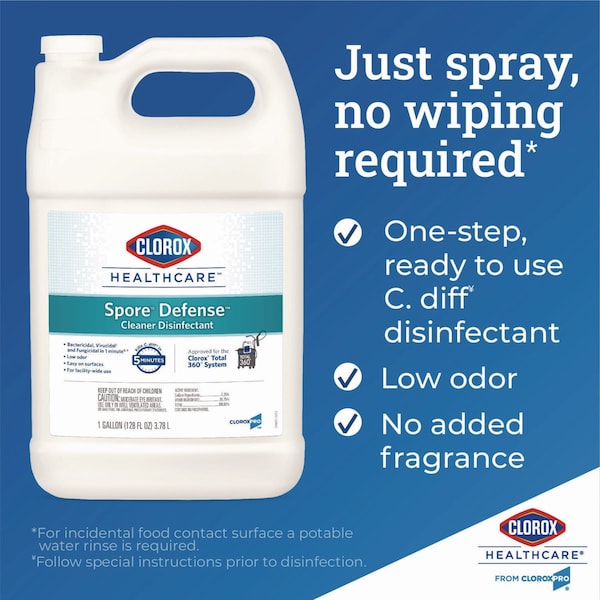 Clorox Spore Defense, Closed System, 1 gal Bottle, 4PK - CLO32122