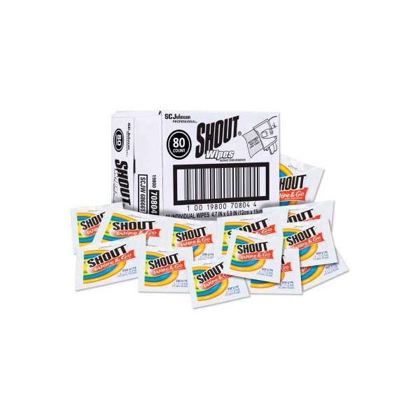 Sc Johnson Shout Instant Stain Remover Wipes, 4.7" x 5.9", 80 Wipes - 686661