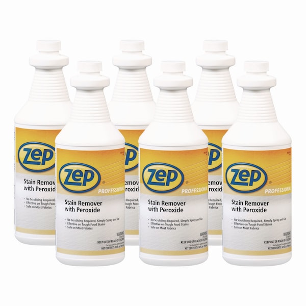Zep Stain Remover with Peroxide, Quart Bottle, PK6 - 1041705