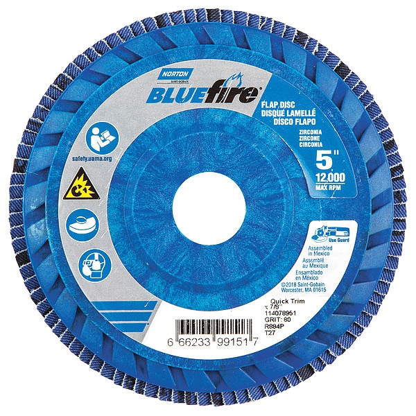 Disco de aletas Norton Abrasives, 5 pulgadas x 80 grano, 7/8 - 66623399151